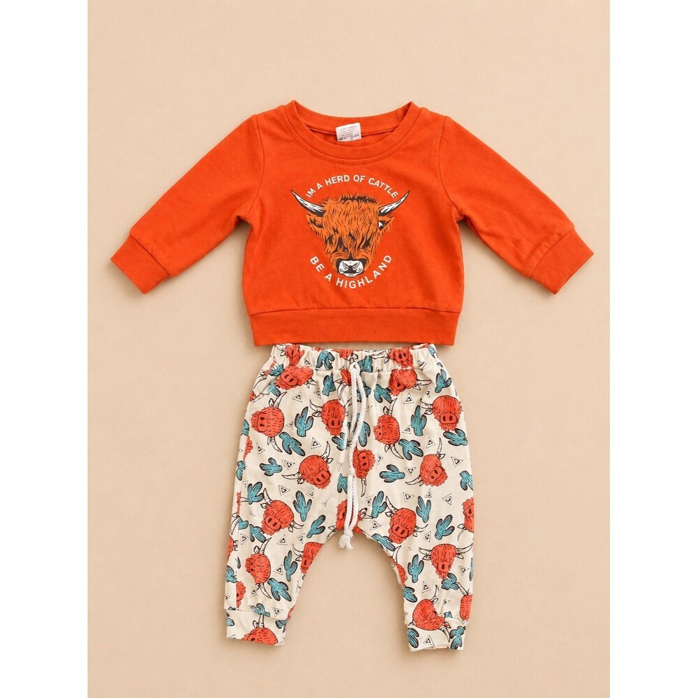 Boutique Highland Cow Outfit Set | 3-6M